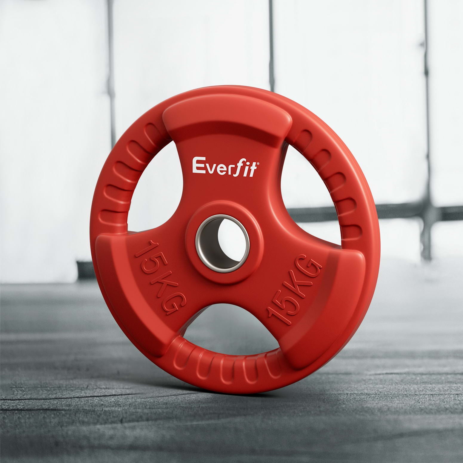Everfit 15kg Olympic Weight Plate Red Rubber Coated