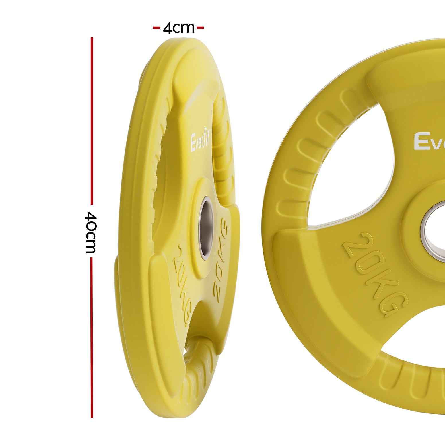 Everfit 20kg Olympic Weight Plate Yellow Rubber Coated