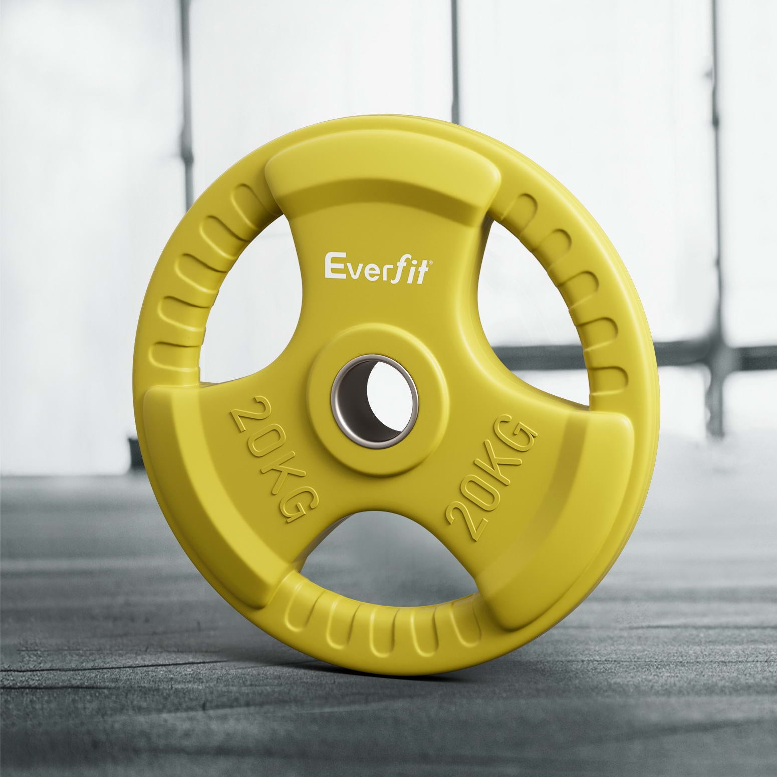 Everfit 20kg Olympic Weight Plate Yellow Rubber Coated