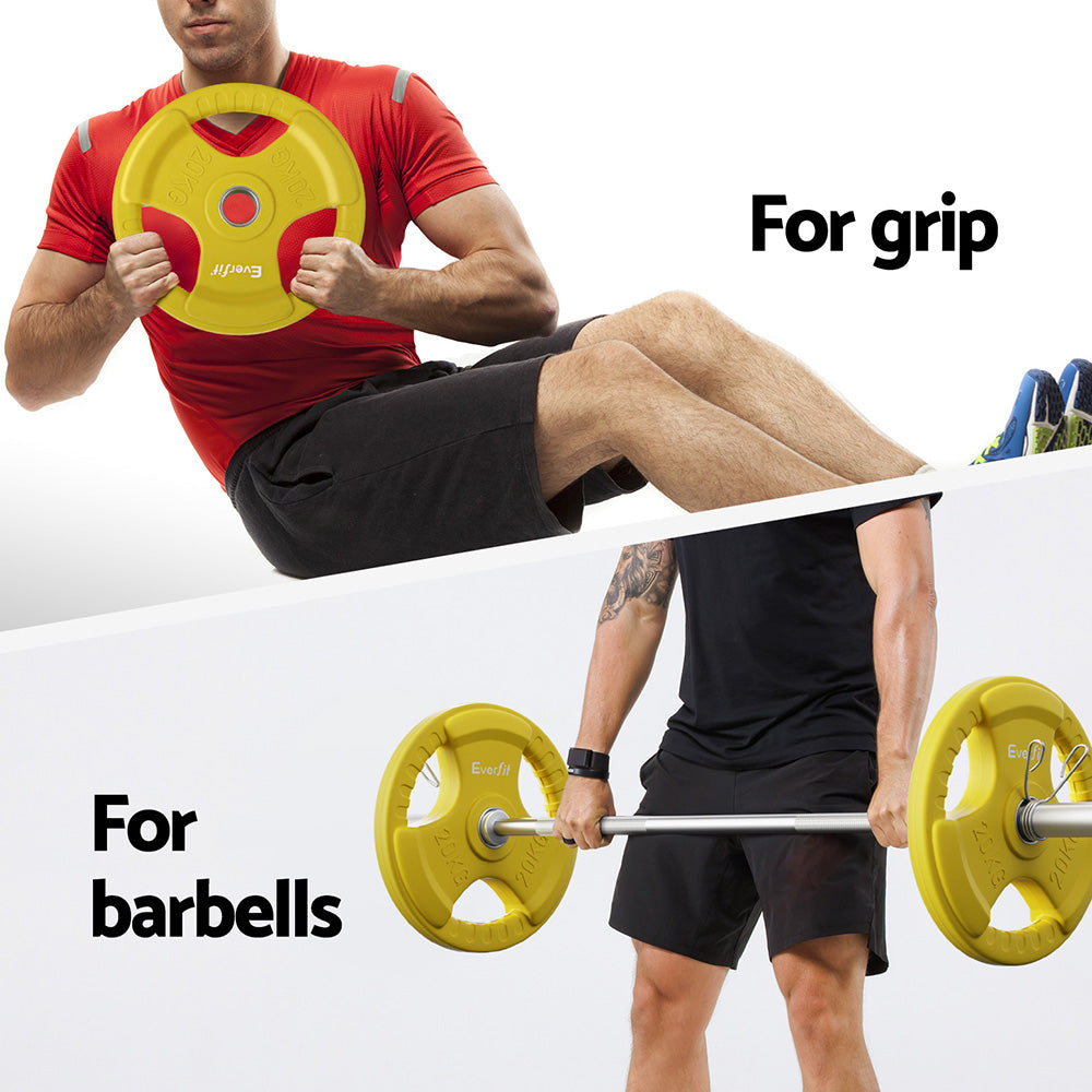 Everfit 20kg Olympic Weight Plate Yellow Rubber Coated