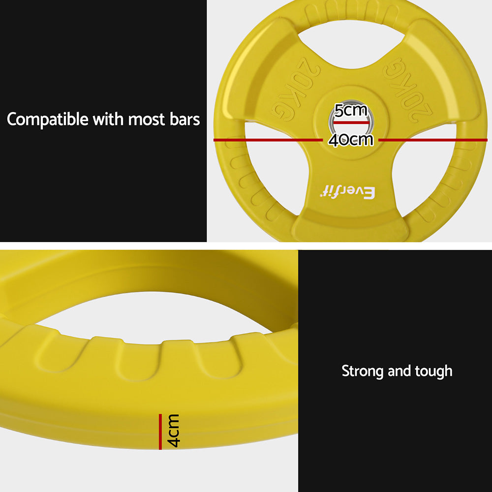Everfit 20kg Olympic Weight Plate Yellow Rubber Coated
