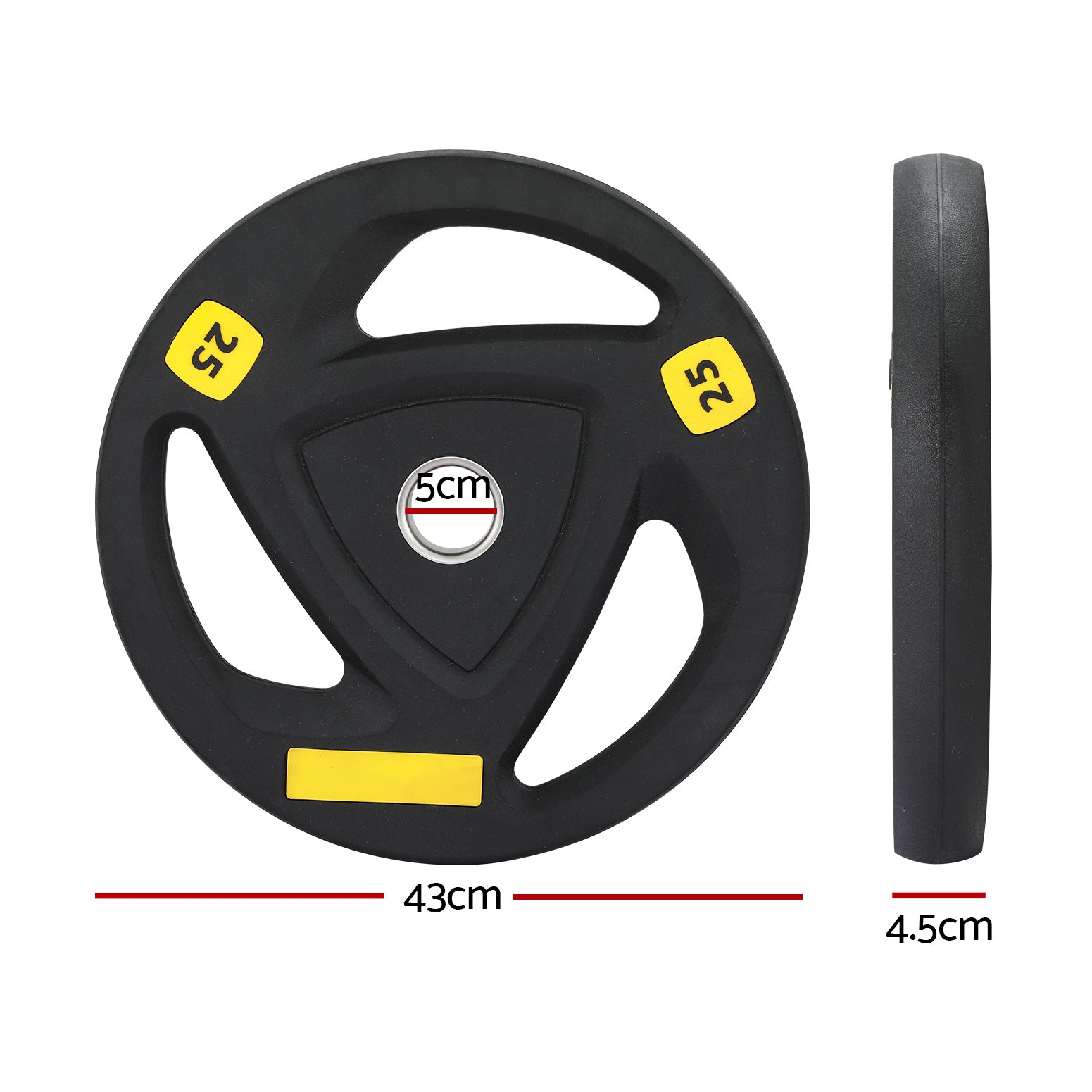 Everfit 25kg Weight Plate Rubber Coated Black