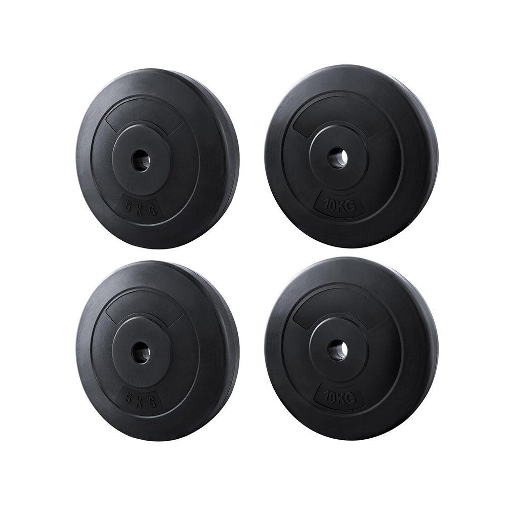 Everfit 30kg Barbell Weight Plates Home Gym Black