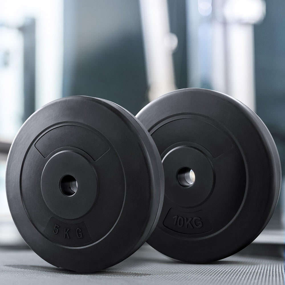 Everfit 30kg Barbell Weight Plates Home Gym Black