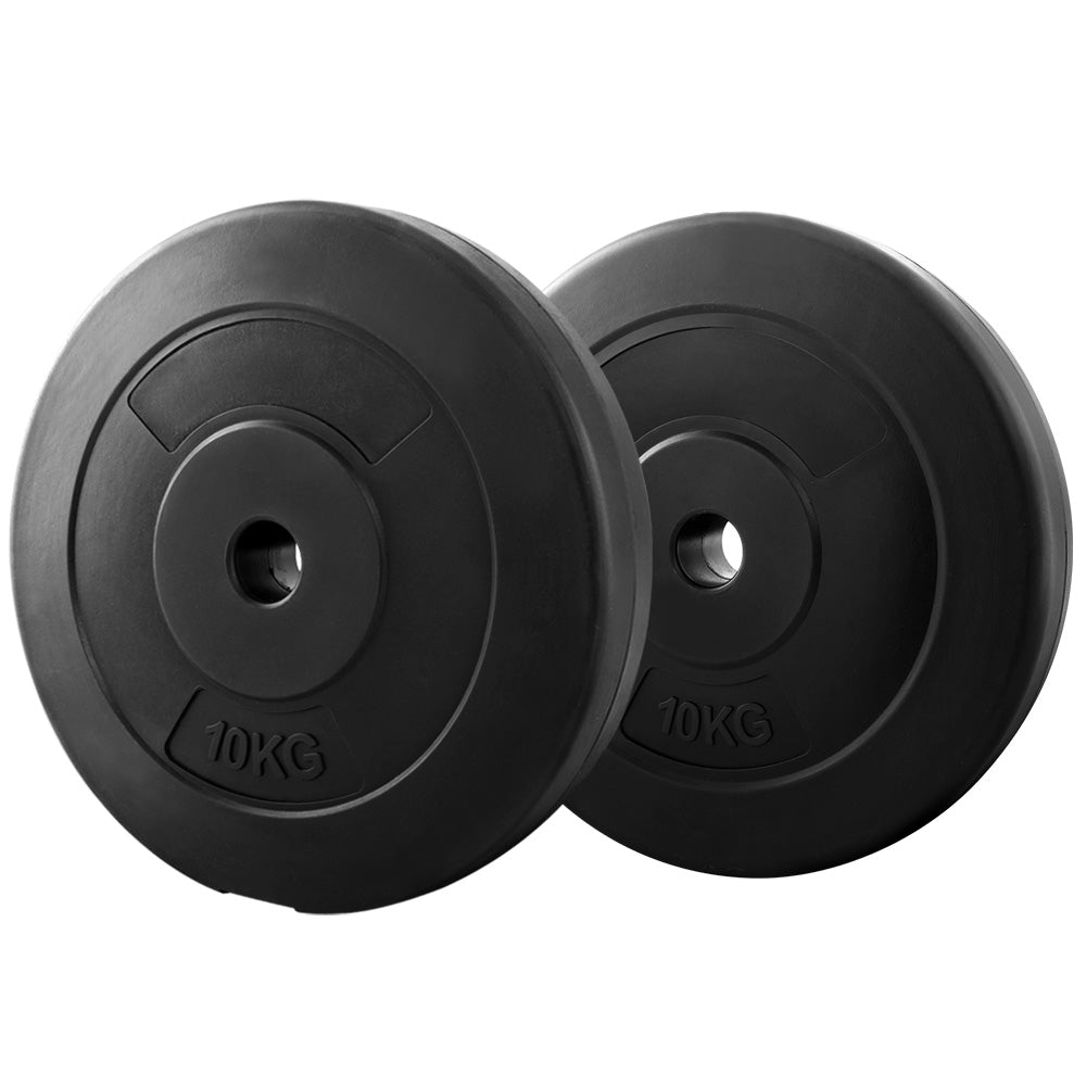 Everfit 10kg Barbell Weight Plates Rubber Coated Black (Pair)