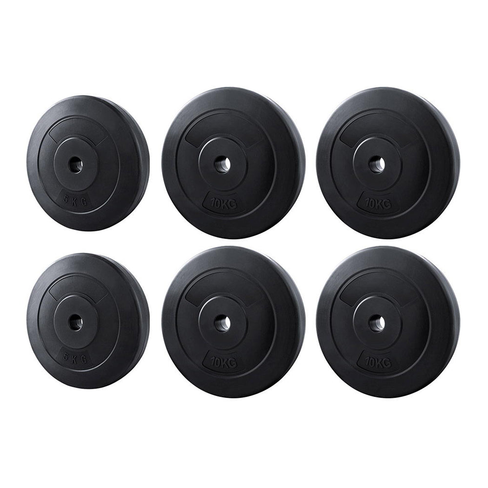 Everfit 50kg Barbell Weight Plates Home Gym Black