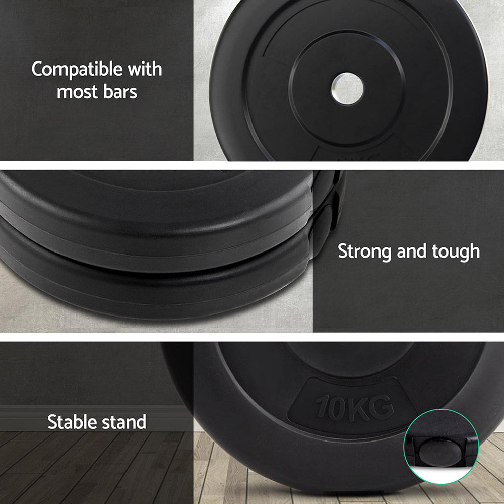 Everfit 50kg Barbell Weight Plates Home Gym Black