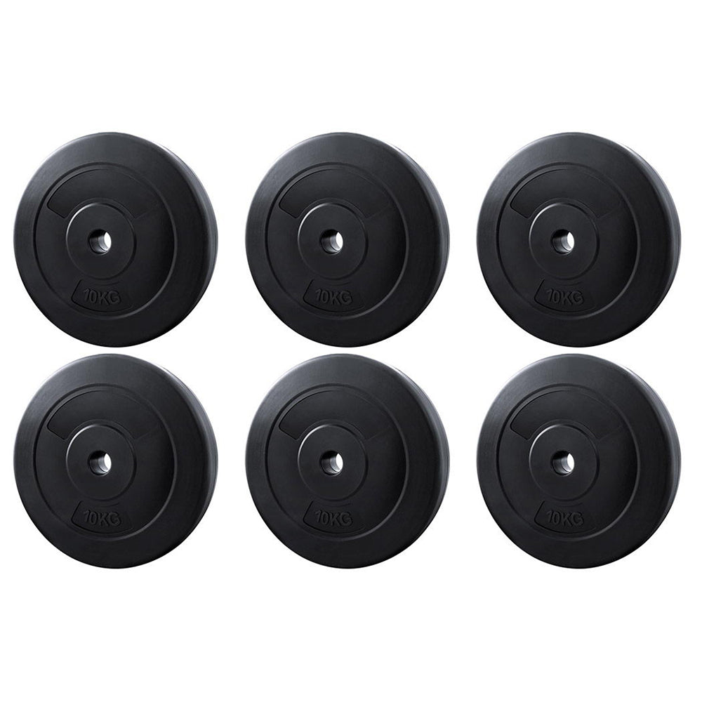 Everfit 60kg Barbell Weight Plates Rubber Coated Black