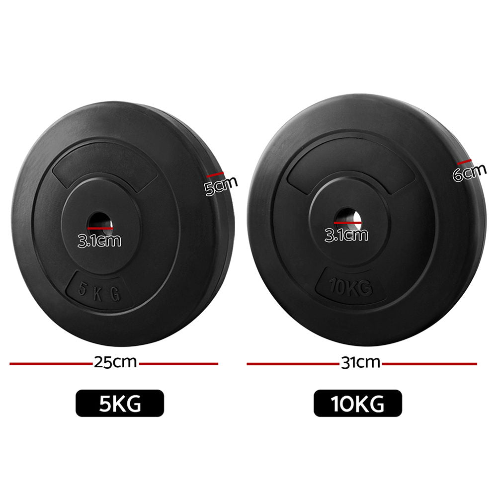 Everfit 70kg Barbell Weight Plates Rubber Black