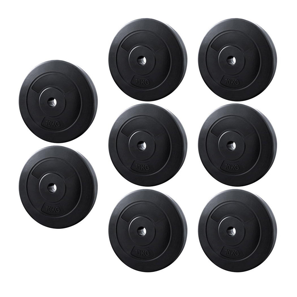 Everfit 80kg Barbell Weight Plates Home Gym Fitness Black