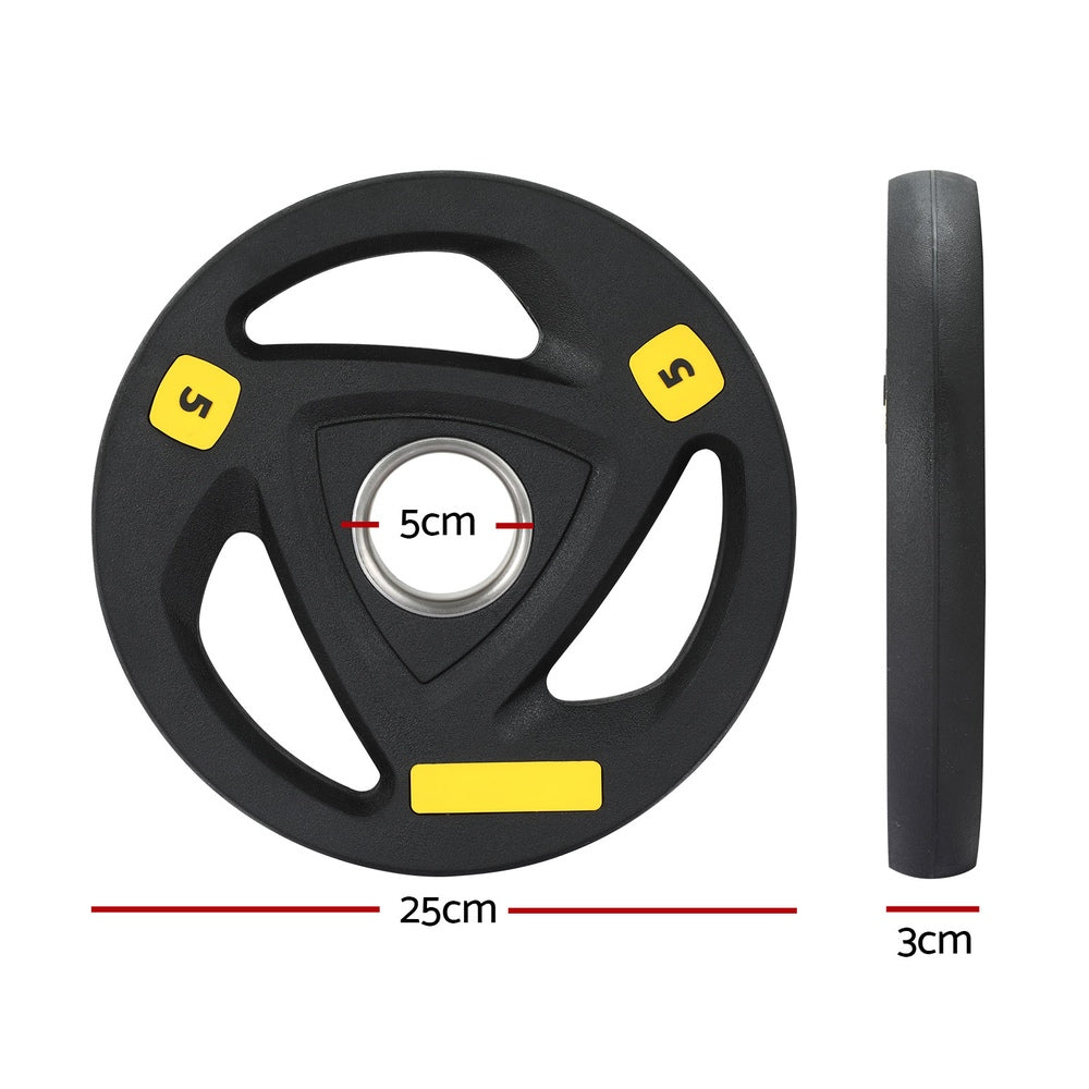 Everfit 5kg Olympic Weight Plates Pair Rubber Coated Black