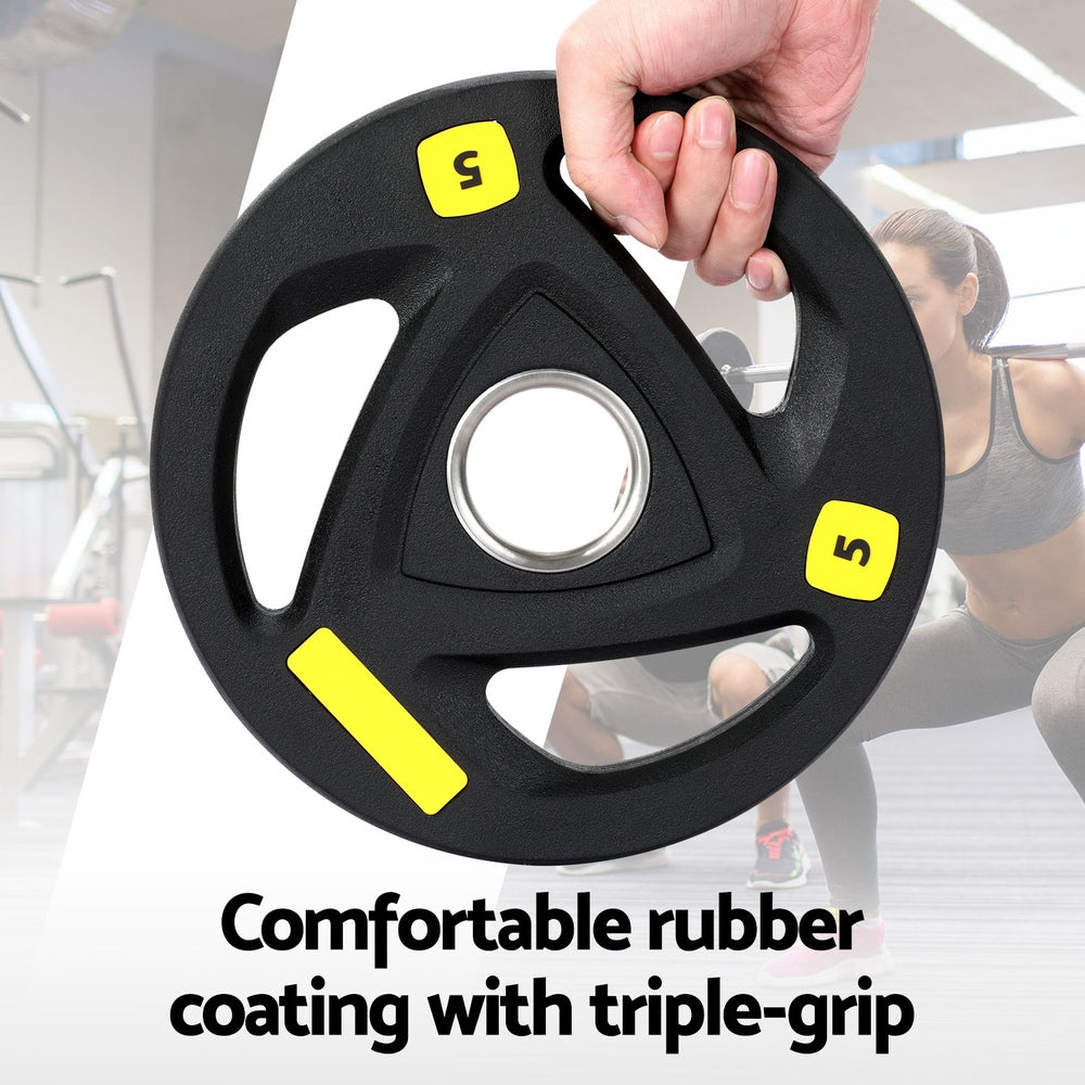 Everfit 5kg Olympic Weight Plates Pair Rubber Coated Black