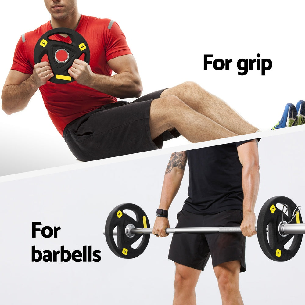 Everfit 5kg Olympic Weight Plates Pair Rubber Coated Black