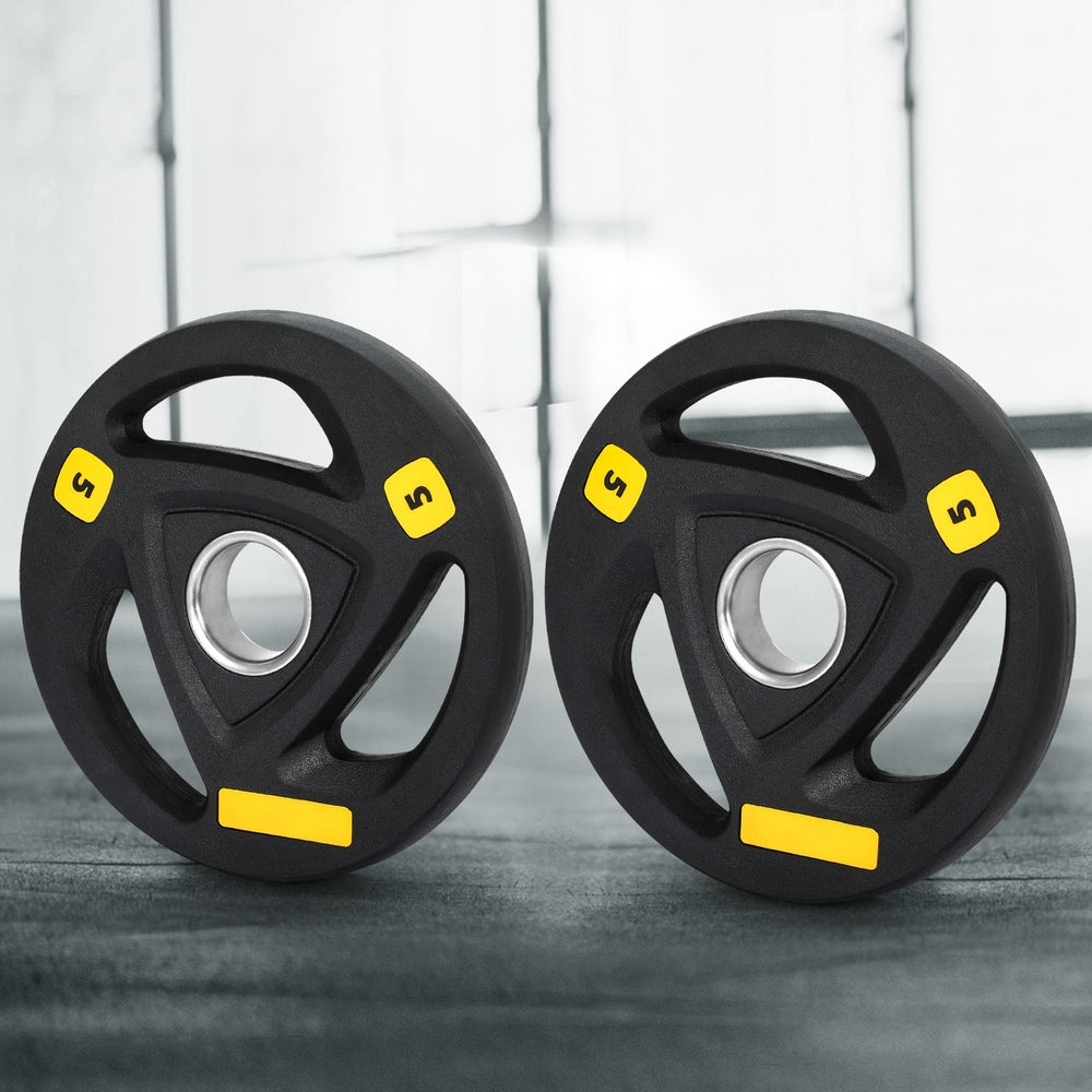 Everfit 5kg Olympic Weight Plates Pair Rubber Coated Black