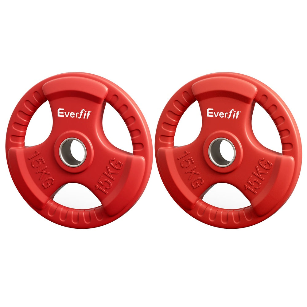 Everfit 15kg Olympic Weight Plates Red Rubber Coated