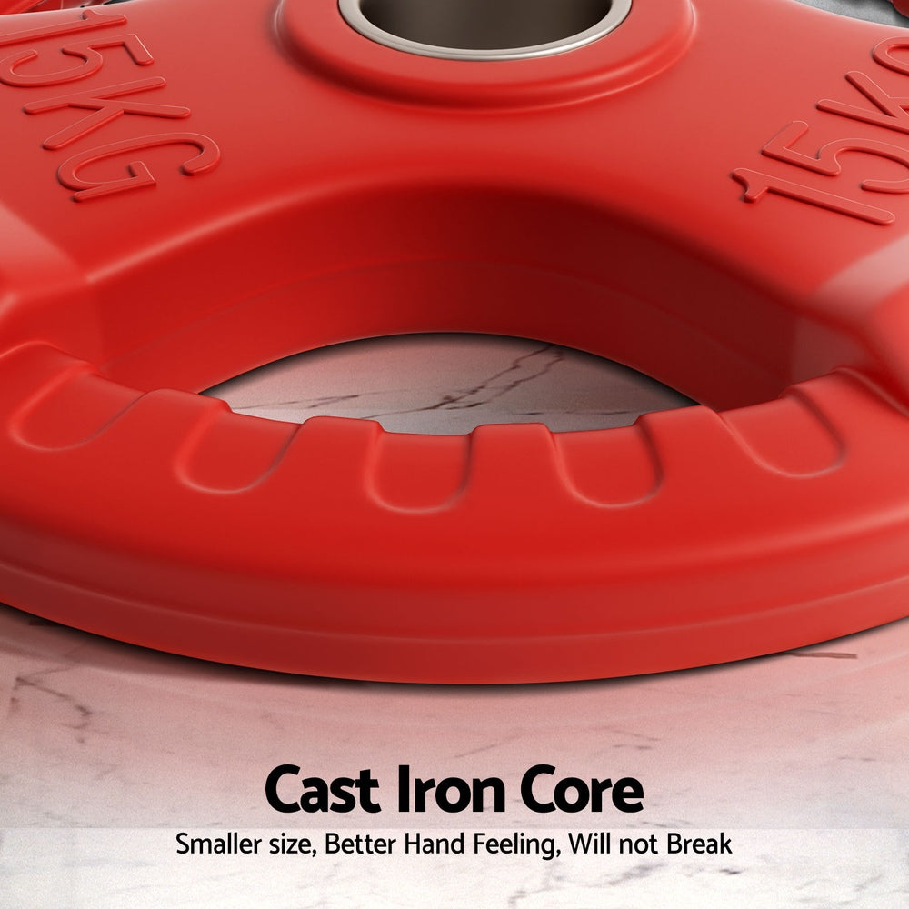 Everfit 15kg Olympic Weight Plates Red Rubber Coated