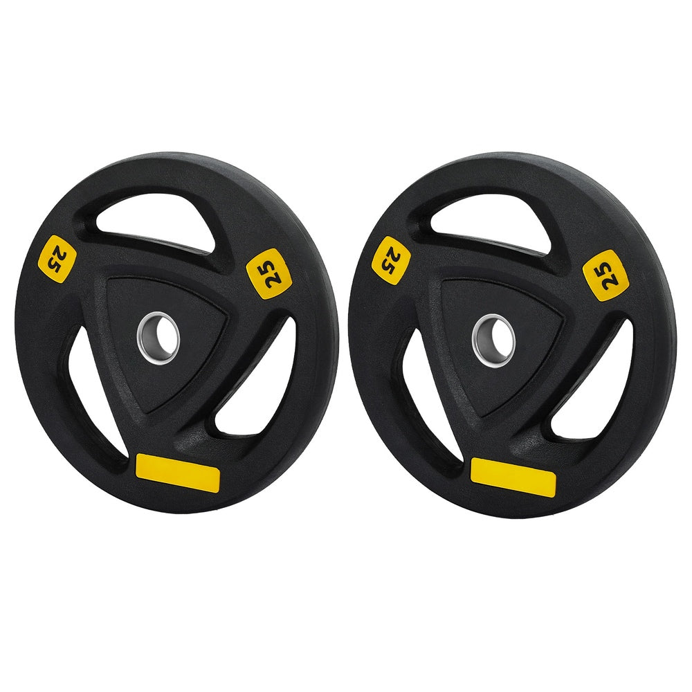 Everfit 25kg Dumbbell Barbell Weight Plates Black Rubber Coated