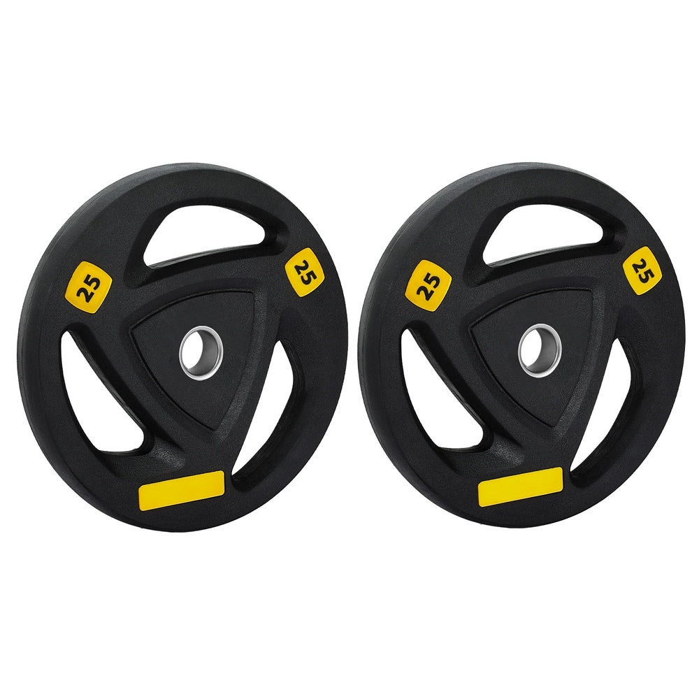 Everfit 25kg Dumbbell Barbell Weight Plates Black Rubber Coated