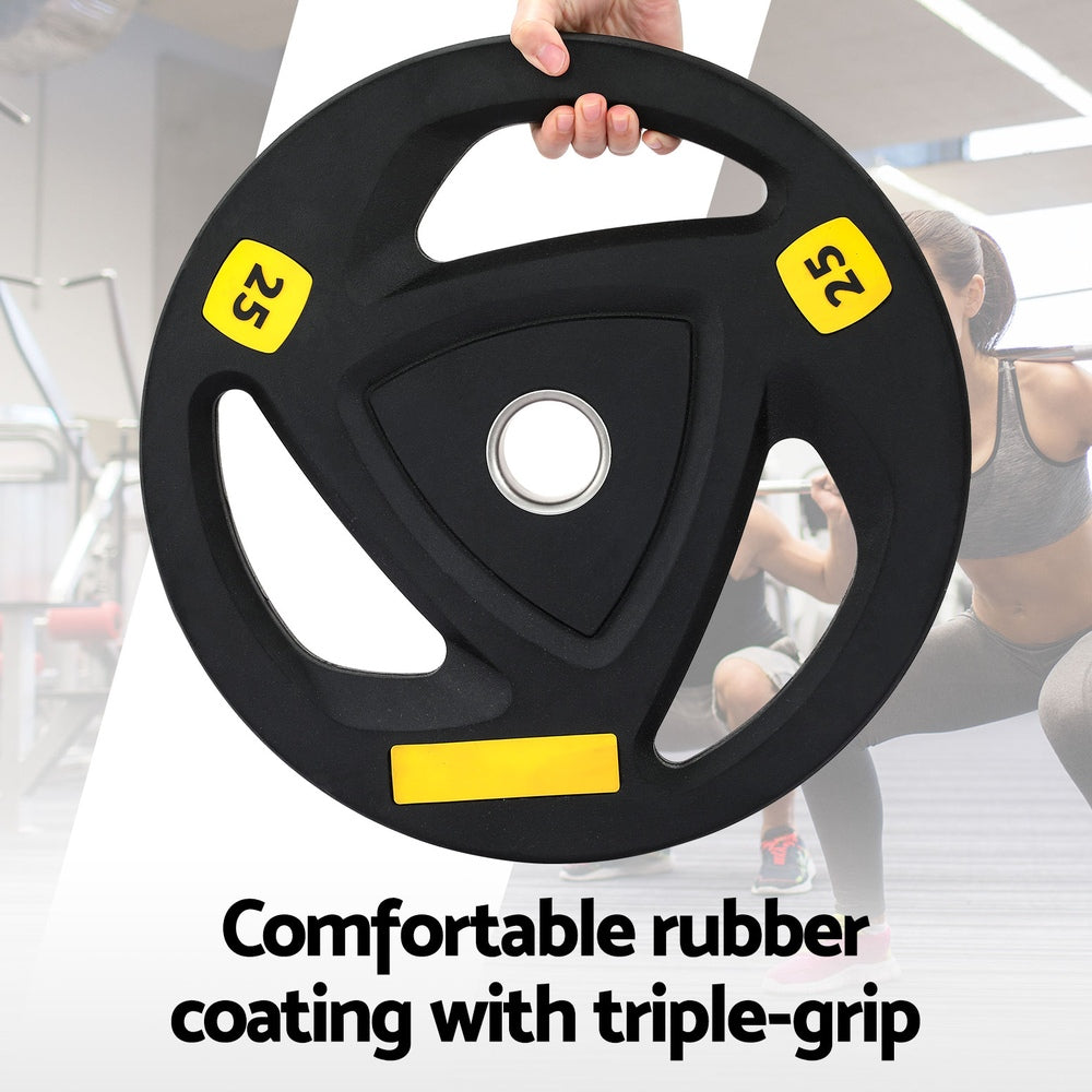 Everfit 25kg Dumbbell Barbell Weight Plates Black Rubber Coated