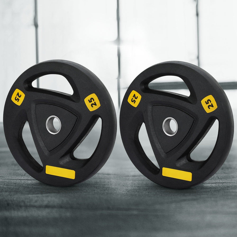 Everfit 25kg Dumbbell Barbell Weight Plates Black Rubber Coated