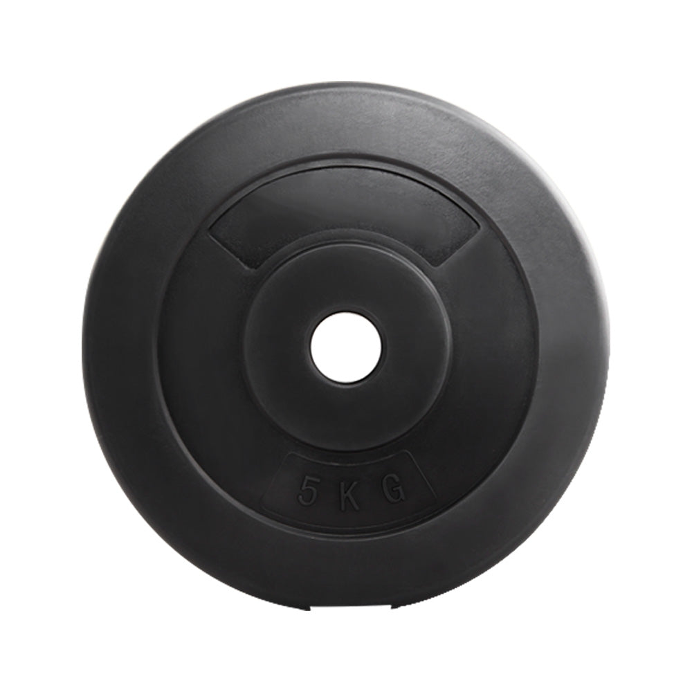 Everfit 2x 5kg Barbell Weight Plates Rubber Coated Black
