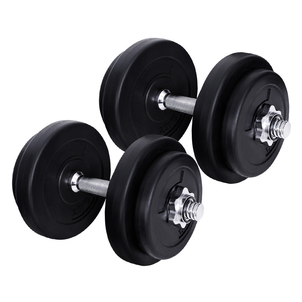 Everfit 20kg Dumbbell Set Adjustable Weight Plates Black/Silver