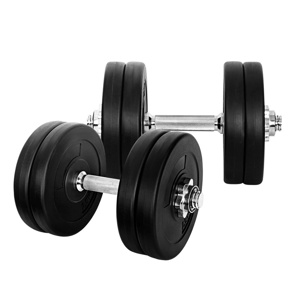 Everfit 25kg Dumbbell Set Adjustable Weight Plates Lifting Bench