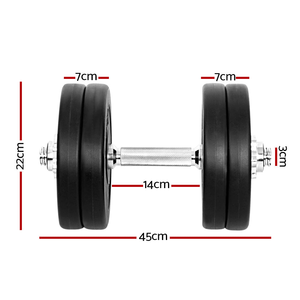 Everfit 25kg Dumbbell Set Adjustable Weight Plates Lifting Bench