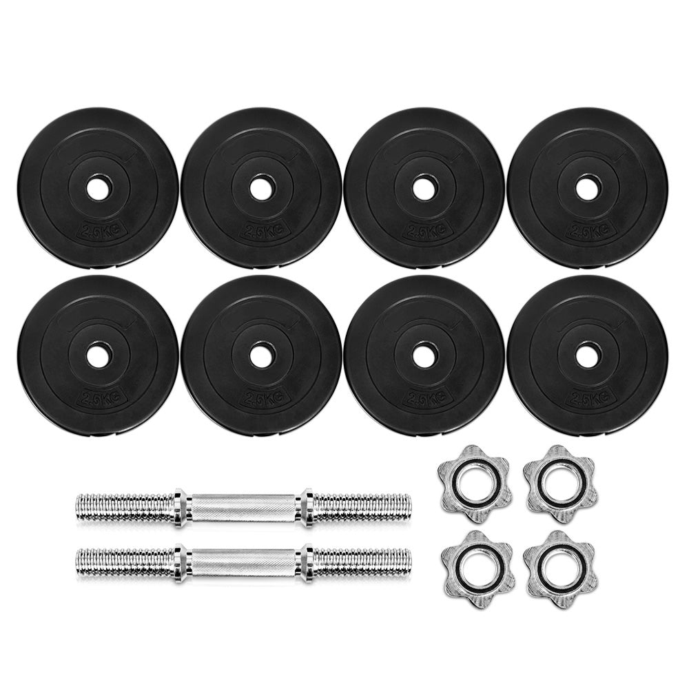 Everfit 25kg Dumbbell Set Adjustable Weight Plates Lifting Bench
