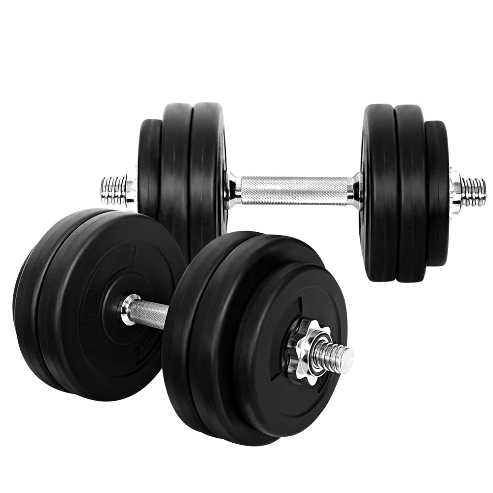Everfit 30kg Adjustable Dumbbell Set Weight Plates Lifting Bench