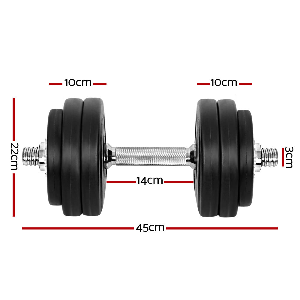 Everfit 30kg Adjustable Dumbbell Set Weight Plates Lifting Bench