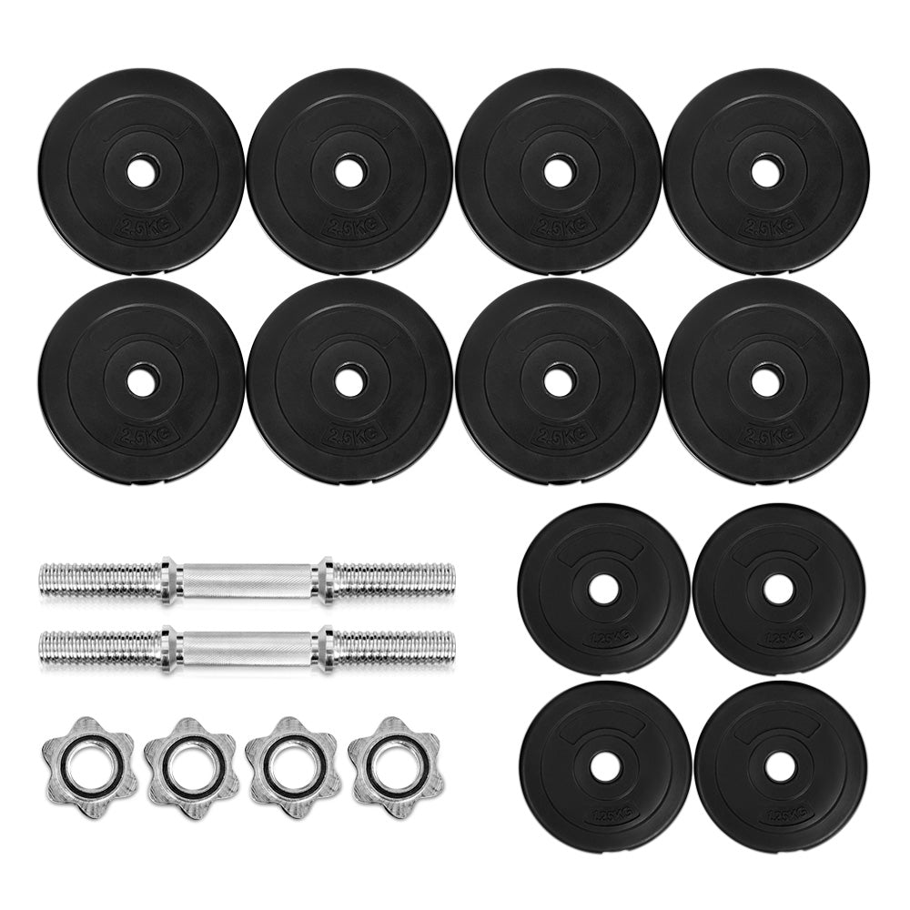 Everfit 30kg Adjustable Dumbbell Set Weight Plates Lifting Bench