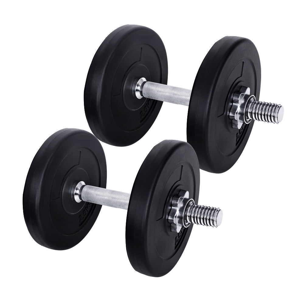 Everfit 15kg Dumbbell Set Adjustable Weights Black/Silver
