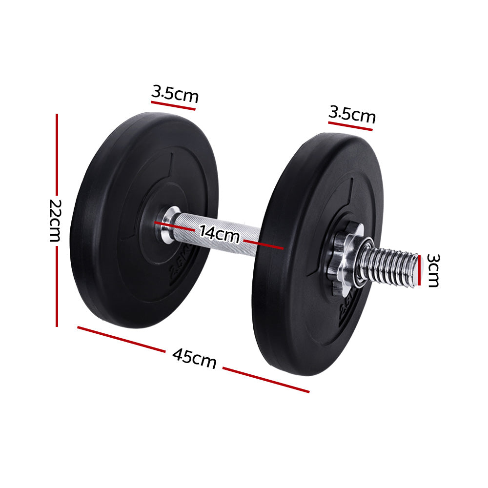 Everfit 15kg Dumbbell Set Adjustable Weights Black/Silver