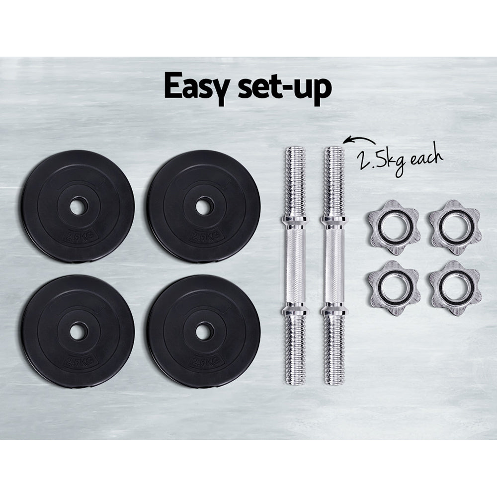 Everfit 15kg Dumbbell Set Adjustable Weights Black/Silver