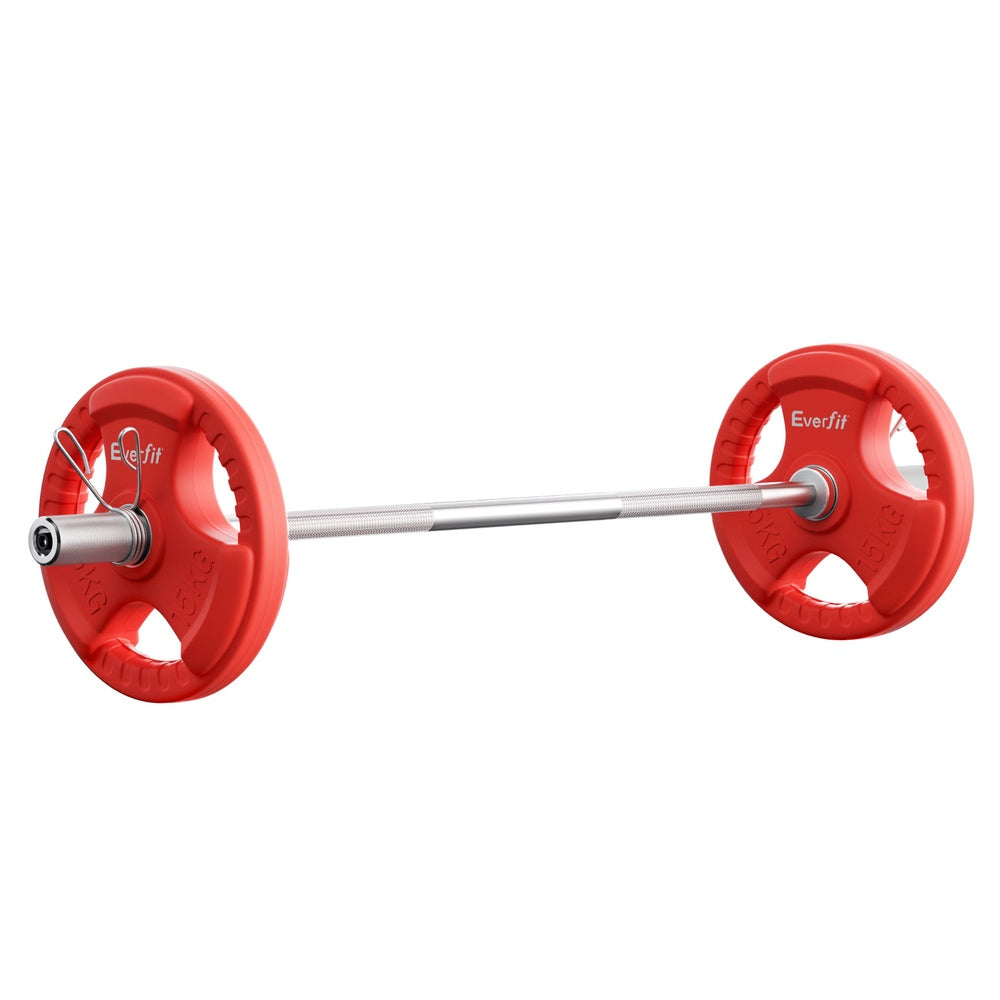 Everfit Barbell Set 36kg 120cm Home Gym Weight Lifting Red