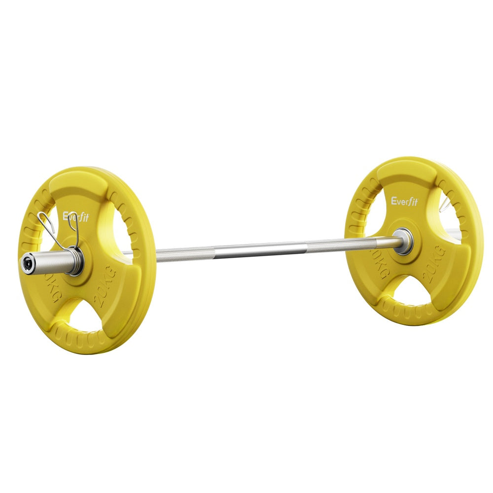 Everfit Barbell with Weight Plates 46KG 120CM Yellow