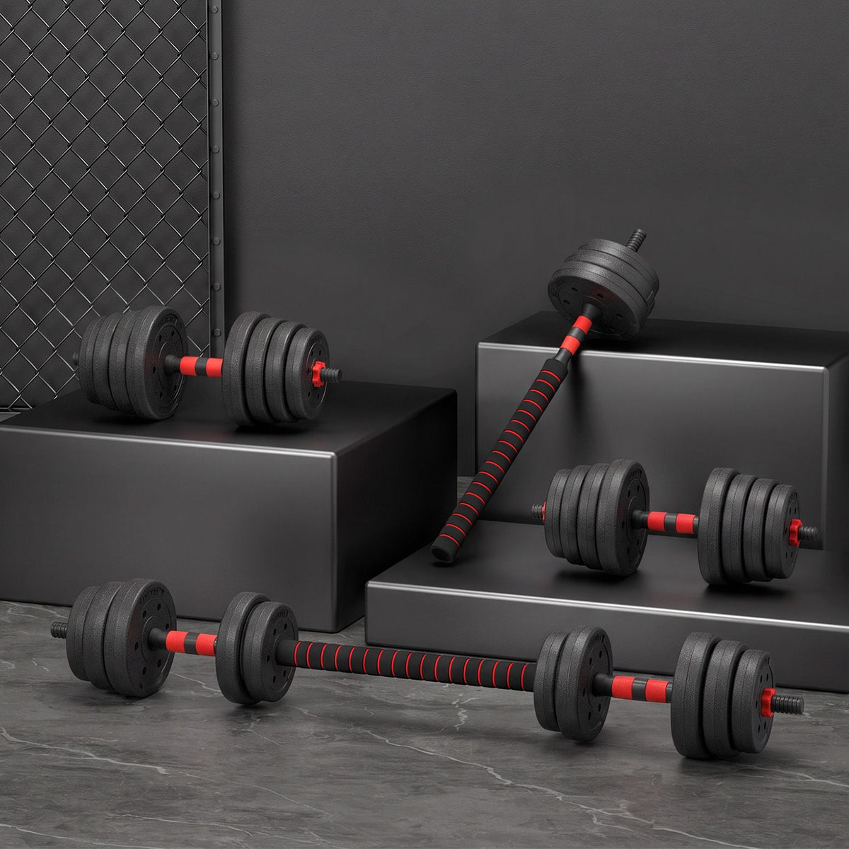 Everfit 30kg 4in1 Adjustable Dumbbell and Barbell Set