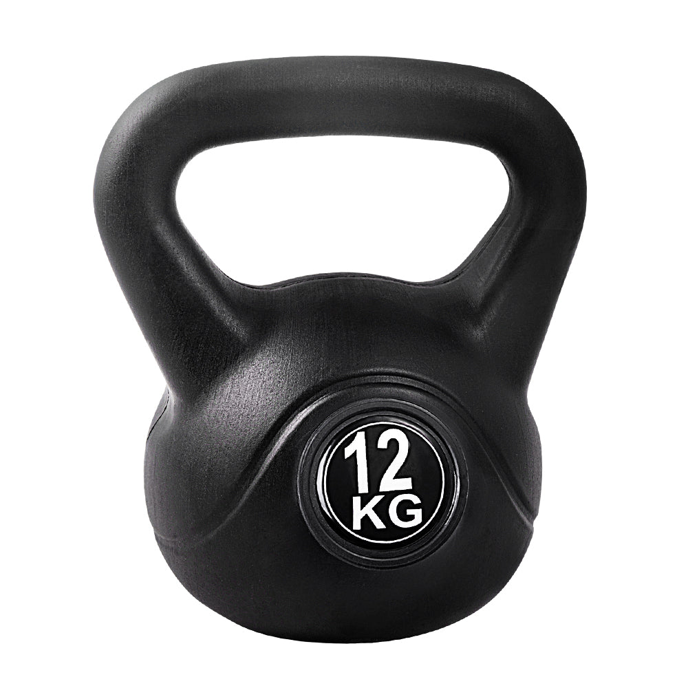 Everfit 12kg Concrete Filled Kettlebell Black