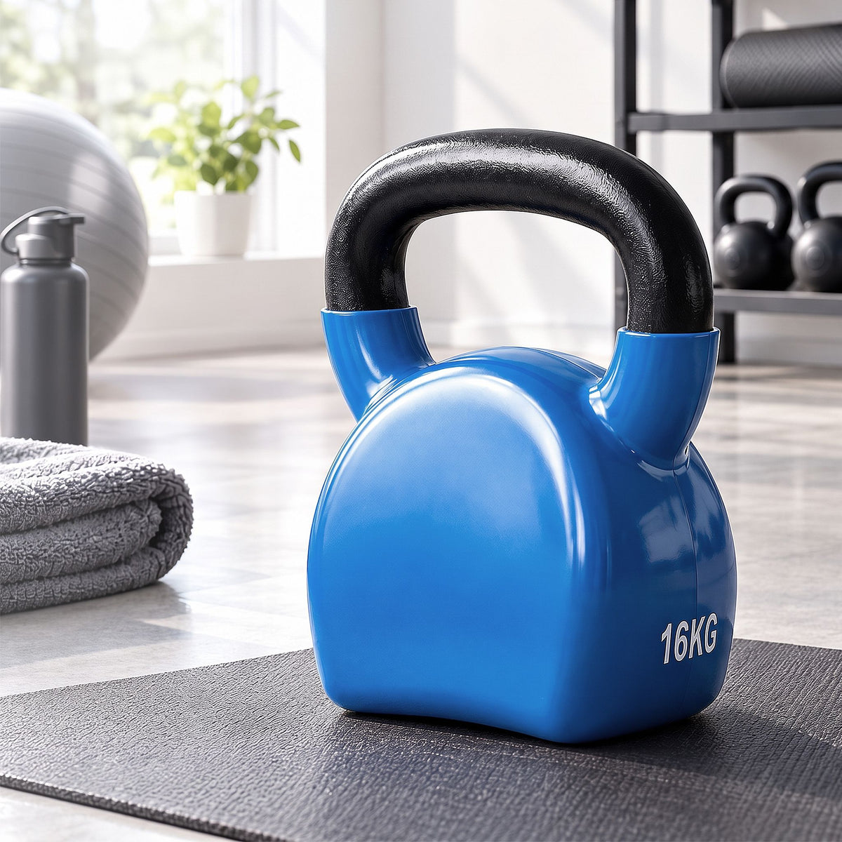 Everfit 16kg Cast Iron Kettlebell with Neoprene Coating Blue