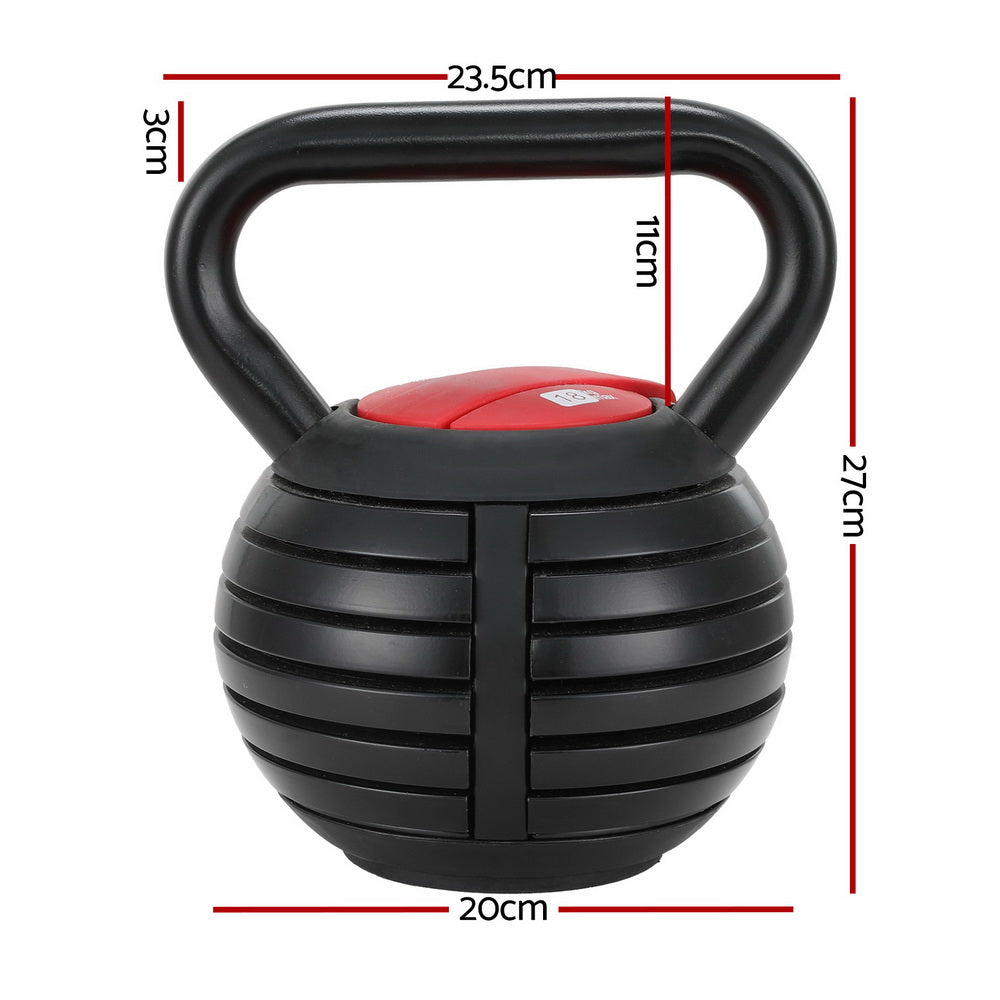Everfit 18kg Adjustable Kettlebell Set Black Red