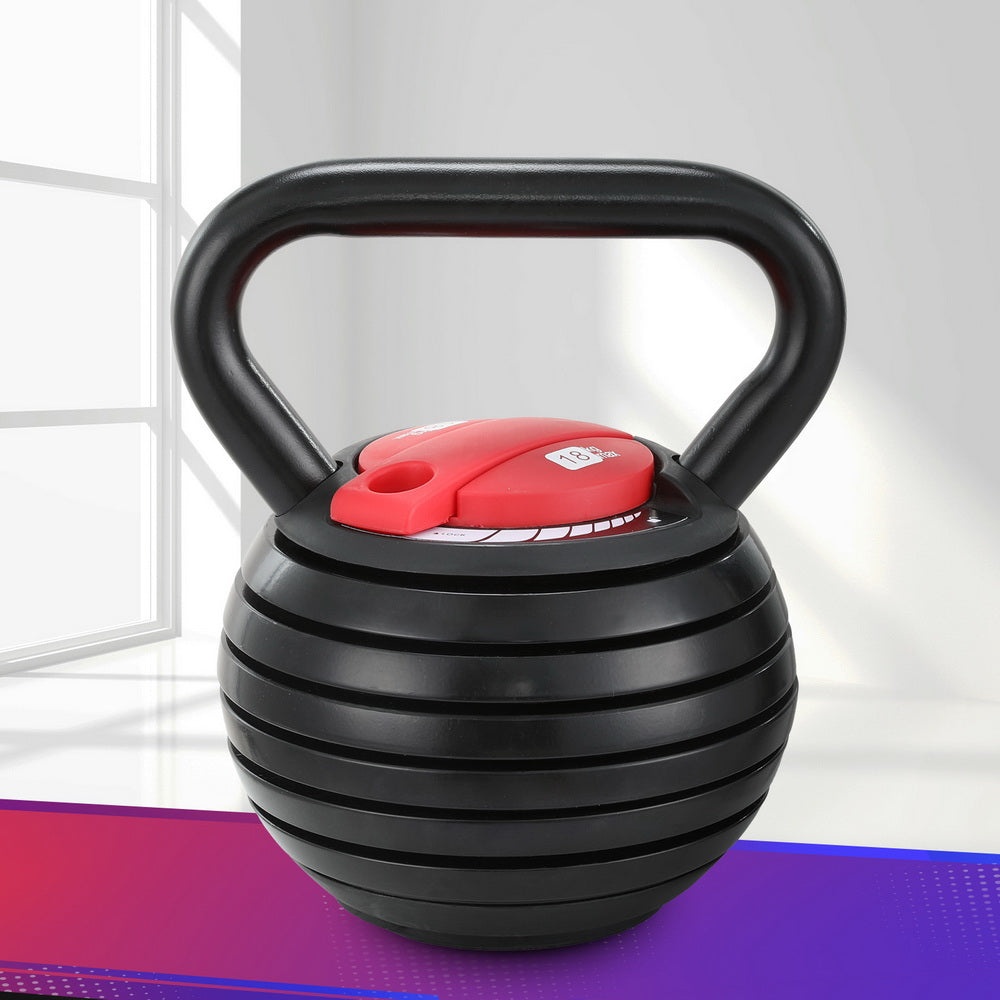 Everfit 18kg Adjustable Kettlebell Set Black Red