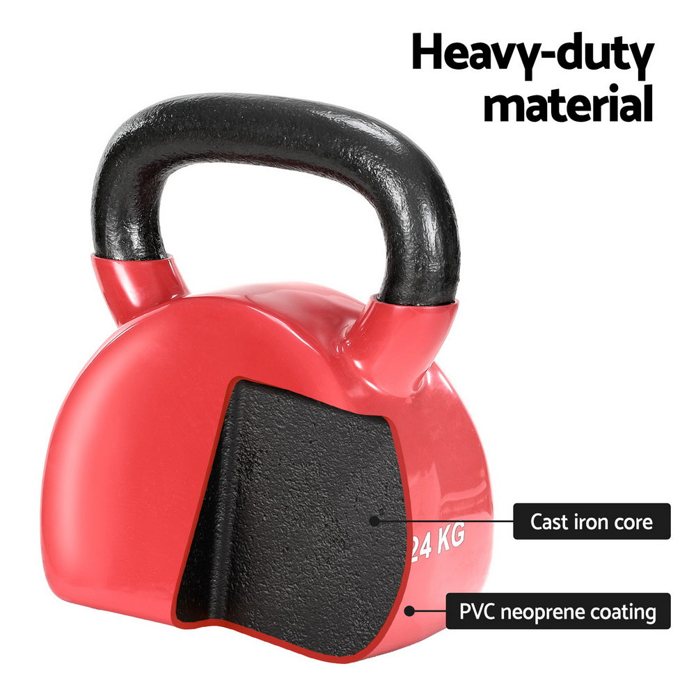 Everfit 24kg Kettlebell Red Neoprene Coated