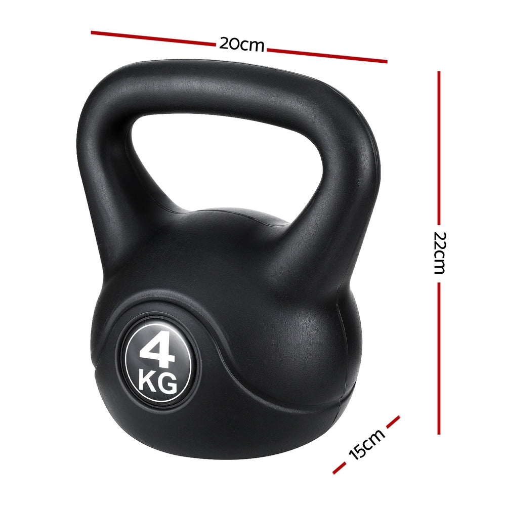 Everfit 4kg Kettlebell Black Gym-Grade Weight Lifting