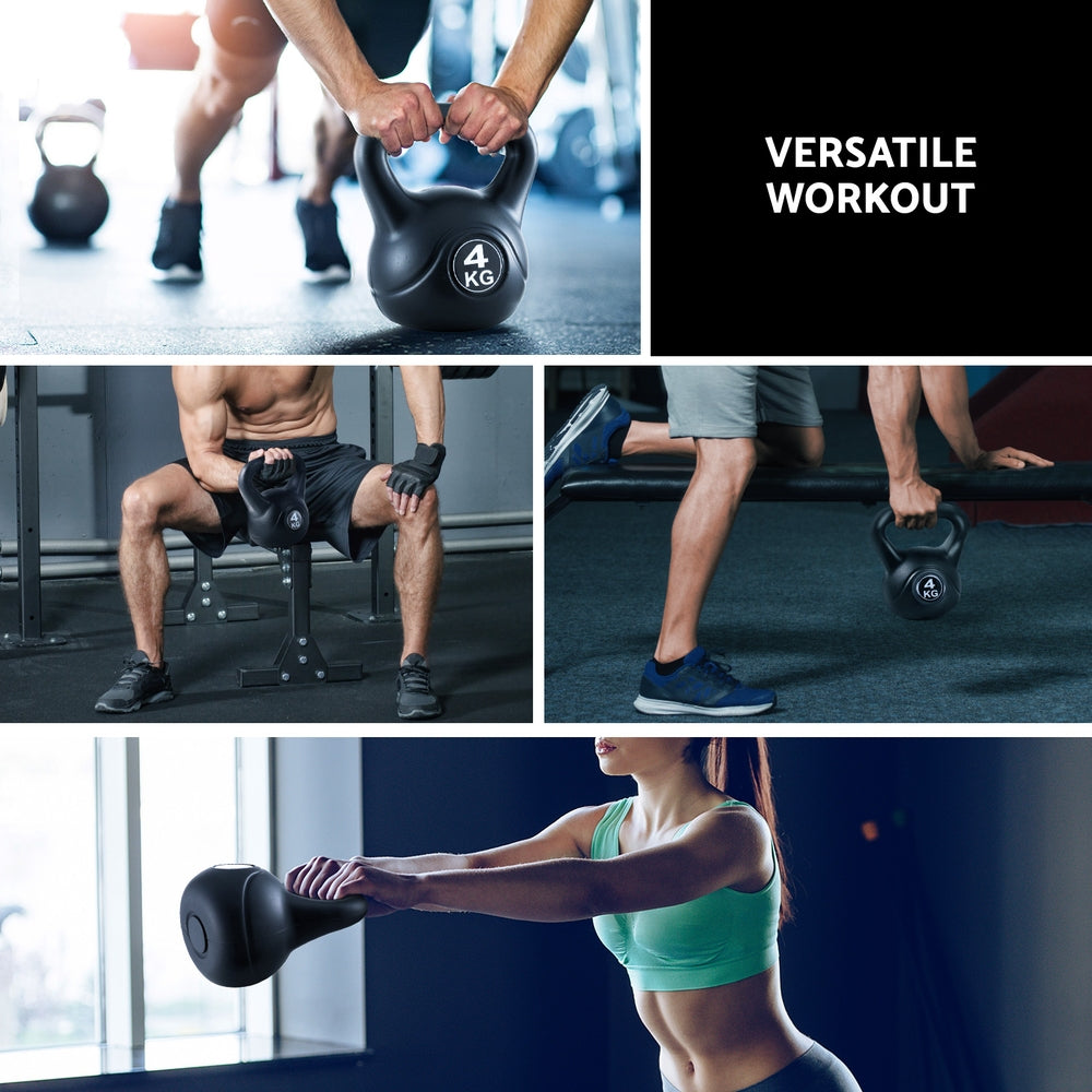 Everfit 4kg Kettlebell Black Gym-Grade Weight Lifting
