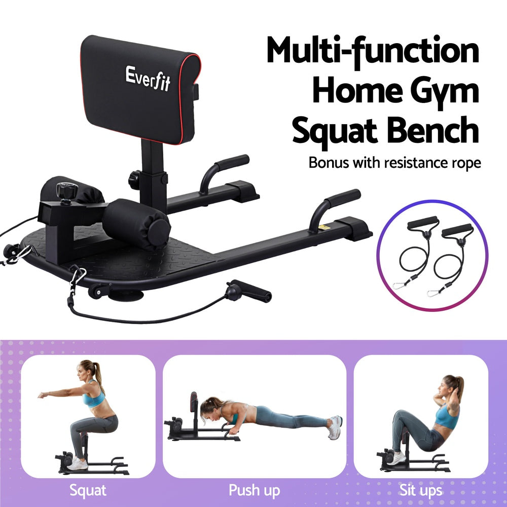 Everfit Adjustable Sissy Squat Bench 150kg Capacity Strength Training