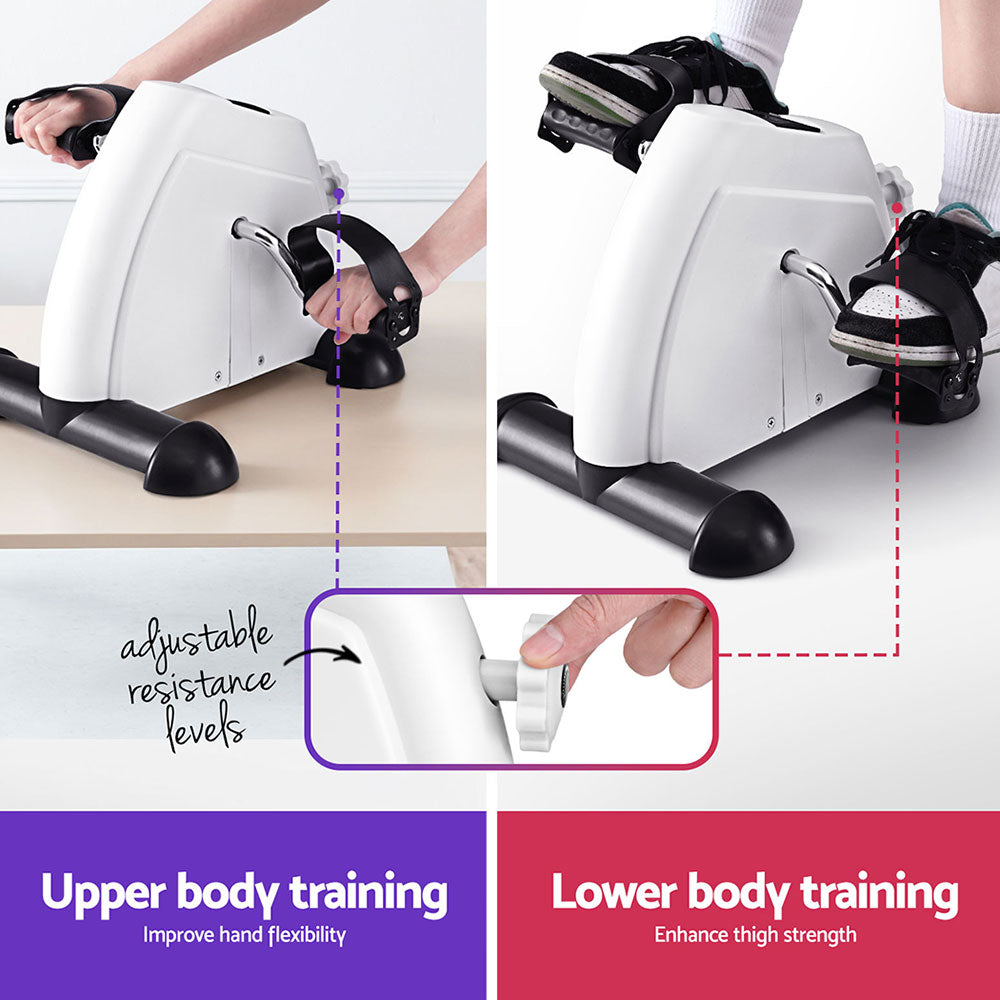 Everfit Mini Exercise Bike Pedal Exerciser Cross Trainer White
