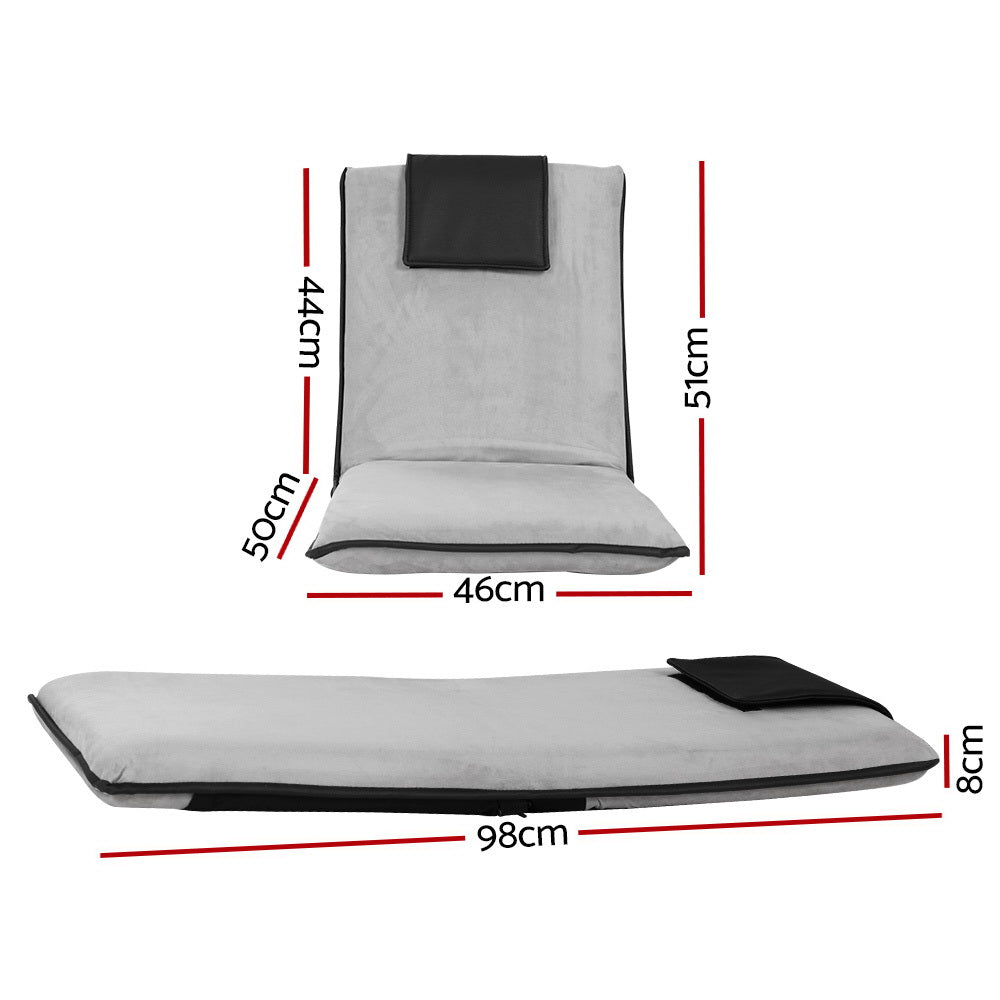 Artiss Folding Floor Lounge Sofa Bed Recliner Chair Grey