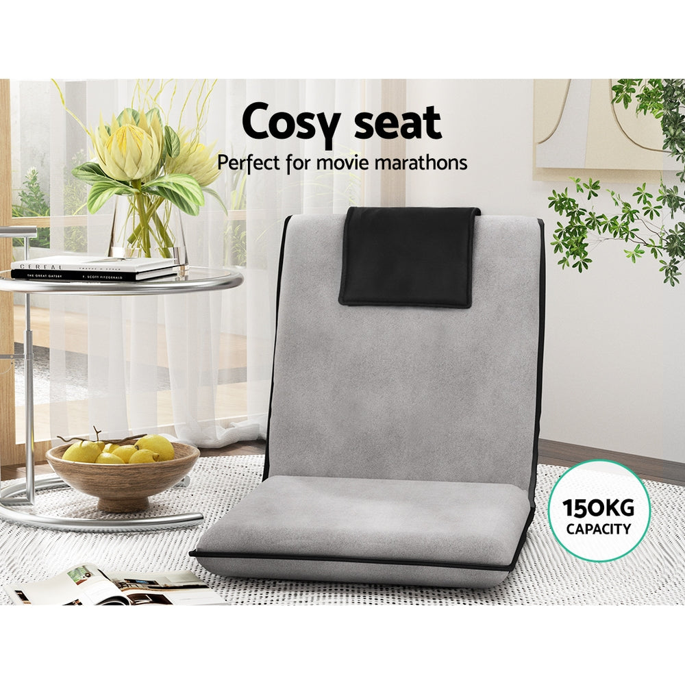 Artiss Folding Floor Lounge Sofa Bed Recliner Chair Grey