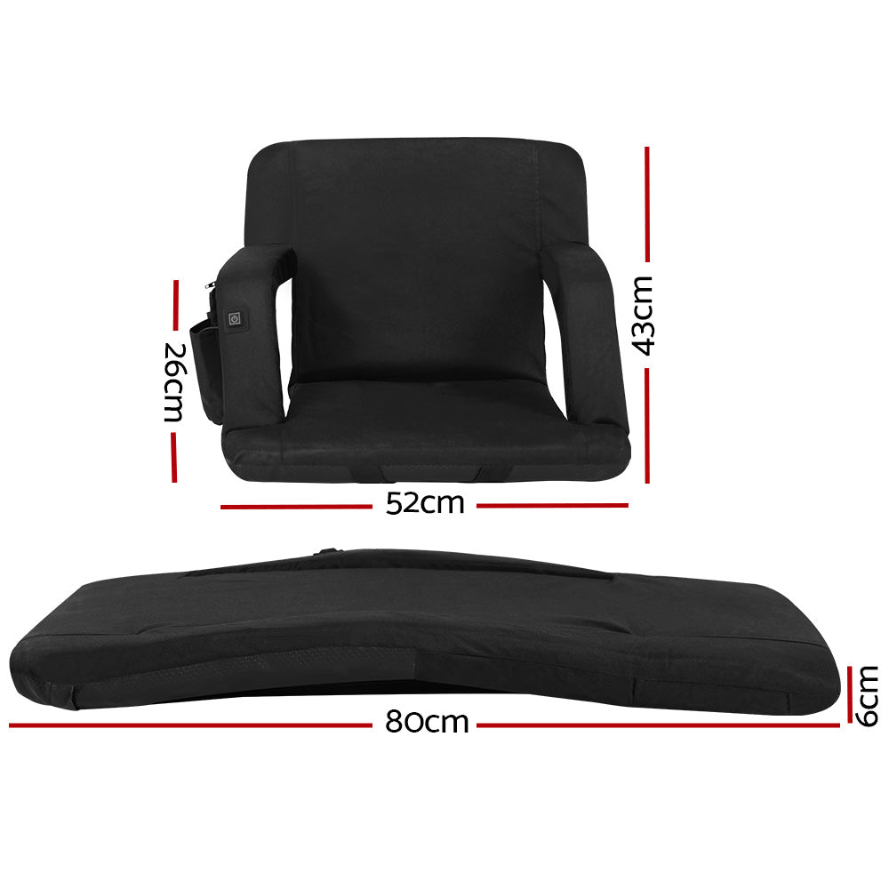 Artiss Heated Floor Recliner Sofa Bed Black